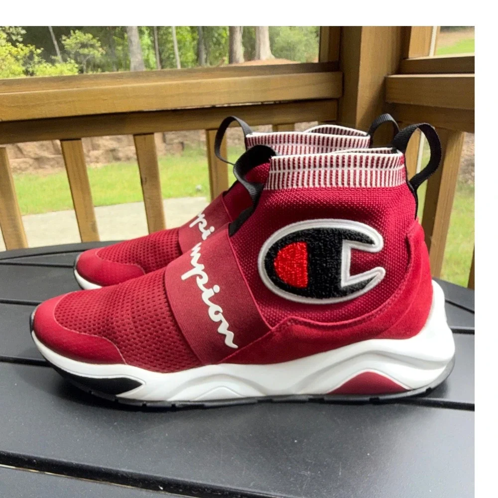 Champion Rally Pro Red Mens High Top Slip On Sock Sneakers CP100012M Size 11